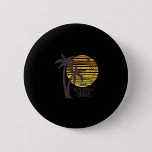 Retro Riviera Maya Mexico Beach Sunset Mens Womens 6 Cm Round Badge