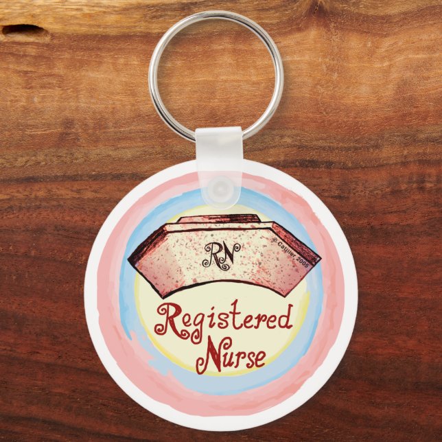Retro RN Nurse Cap Key Ring (Front)