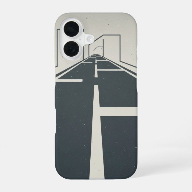 Retro Road Divider Lines iPhone 16 Case (Back)