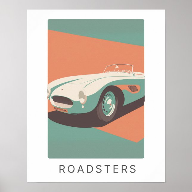 Retro roadster print in pastel | Transportation (Front)