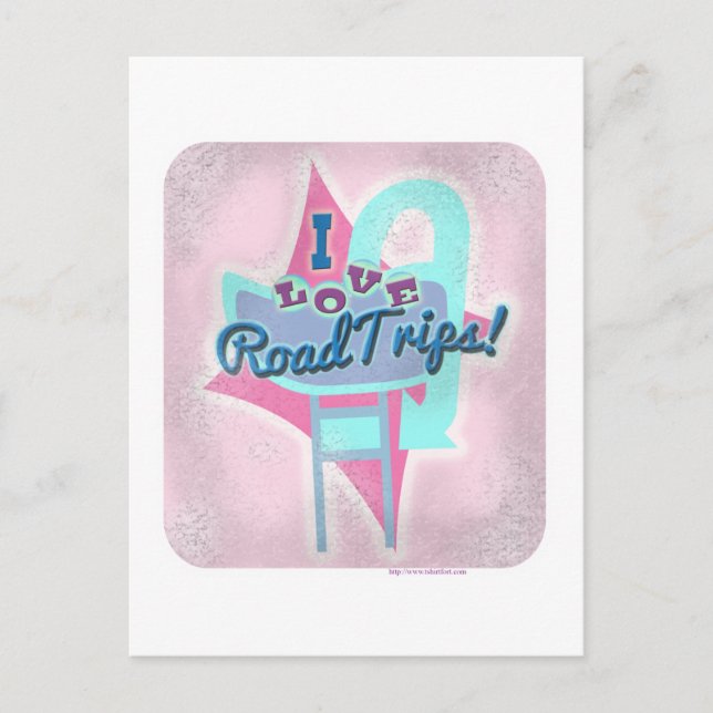 Retro Roadtrip Love Postcard (Front)