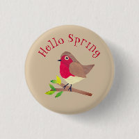 Retro Robin Hello Spring Cute Personalised Spring