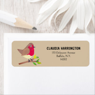Retro Robin Vintage-Inspired Bird Return Address Label