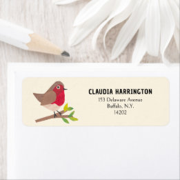 Retro Robin Vintage-Inspired Bird Return Address Label