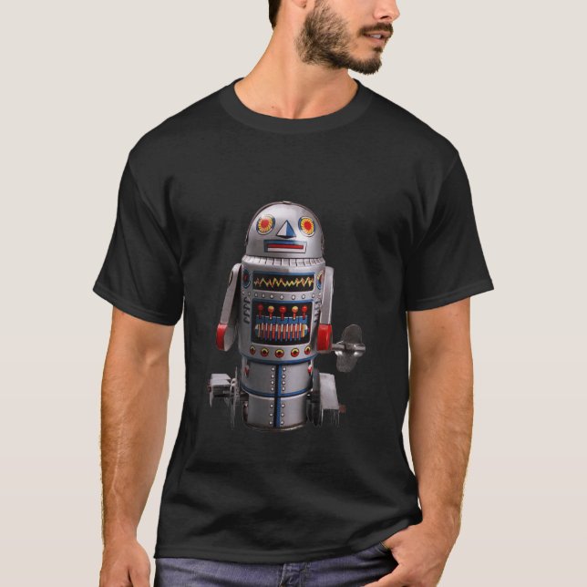RETRO ROBO TOY Vintage Tin Robot T-Shirt (Front)
