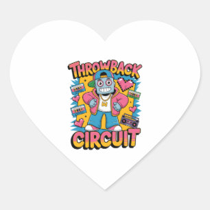 Retro Robot 90s Hip Hop Design – Fun Cartoon Throw Heart Sticker