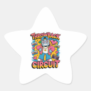 Retro Robot 90s Hip Hop Design – Fun Cartoon Throw Star Sticker
