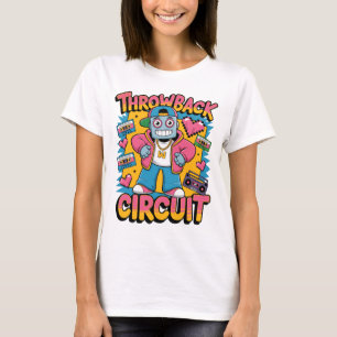 Retro Robot 90s Hip Hop Design – Fun Cartoon Throw T-Shirt