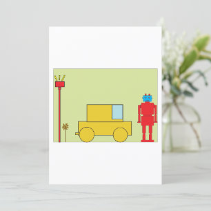 Retro Robot And Car Invitation