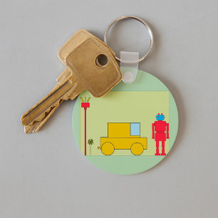 Retro Robot And Car Key Ring