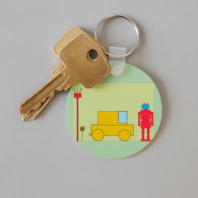 Retro Robot And Car Key Ring (Creator Uploaded)