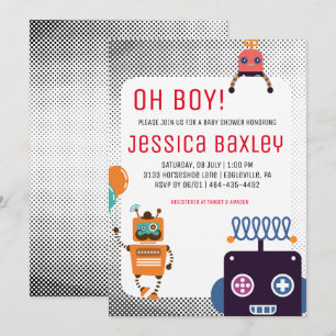 Retro Robot Baby Shower Invitation