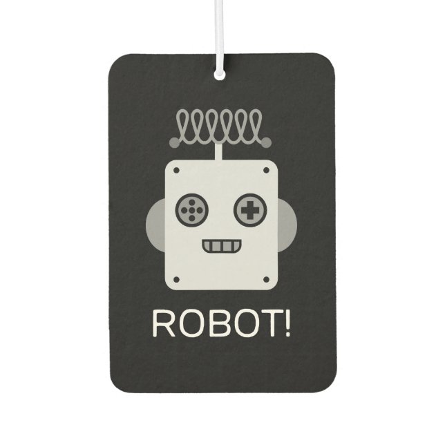 Retro Robot Face with Playful Antenna  Car Air Freshener (Front)