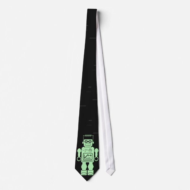 Retro Robot Green Tie (Front)