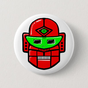 Retro Robot Head 6 Cm Round Badge