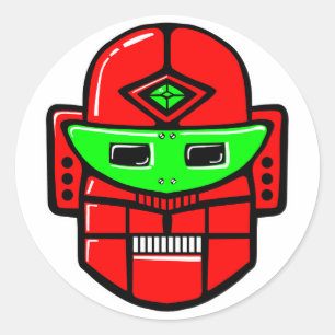 Retro Robot Head Classic Round Sticker