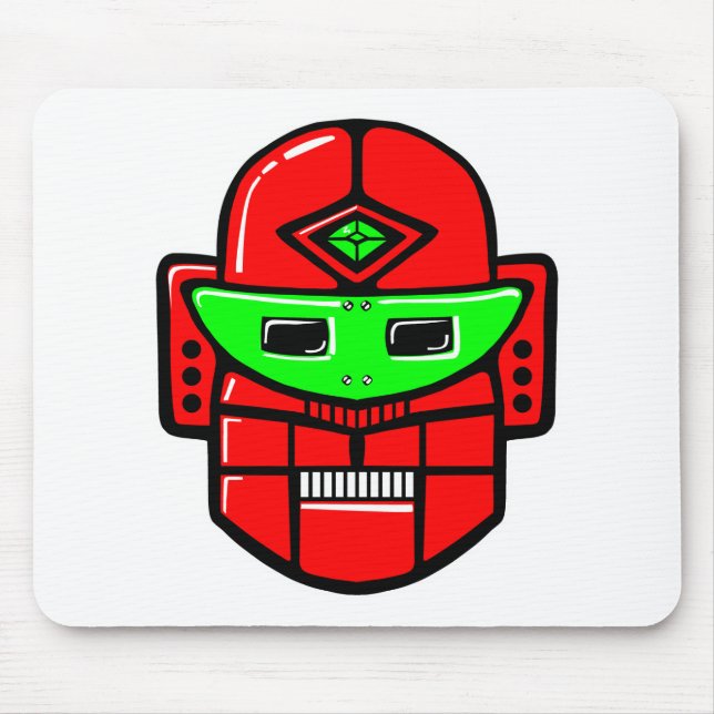 Retro Robot Head Mouse Pad (Front)