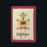 Retro Robot Illustration Personalised Kids Trifold Wallet<br><div class="desc">Cool retro style toy robot on personalised kid's tri-fold wallet.</div>