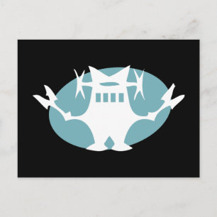 Retro Robot in Blue Postcard