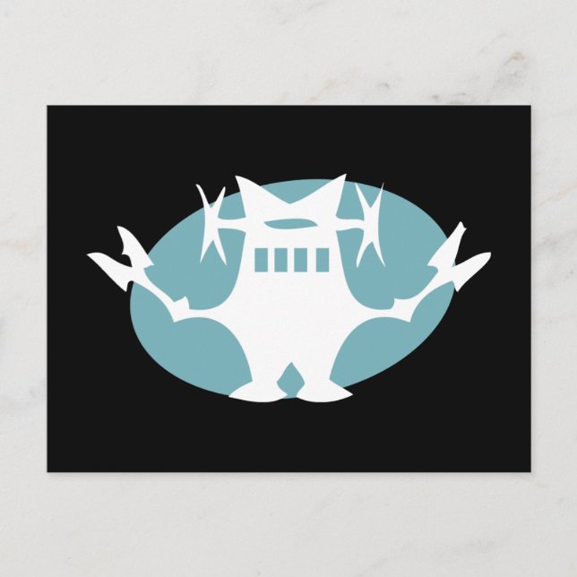 Retro Robot in Blue Postcard (Front)