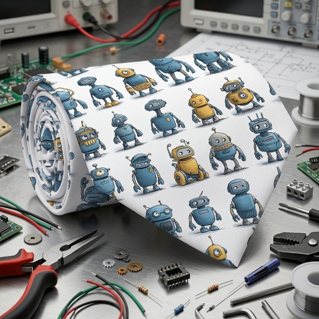 Retro Robot Men's Necktie (Creator Uploaded)