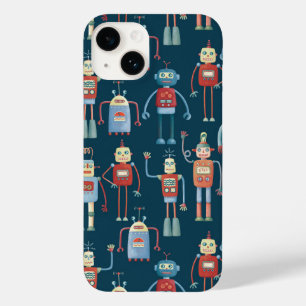 Retro Robot Pattern Dark Case-Mate iPhone 14 Case