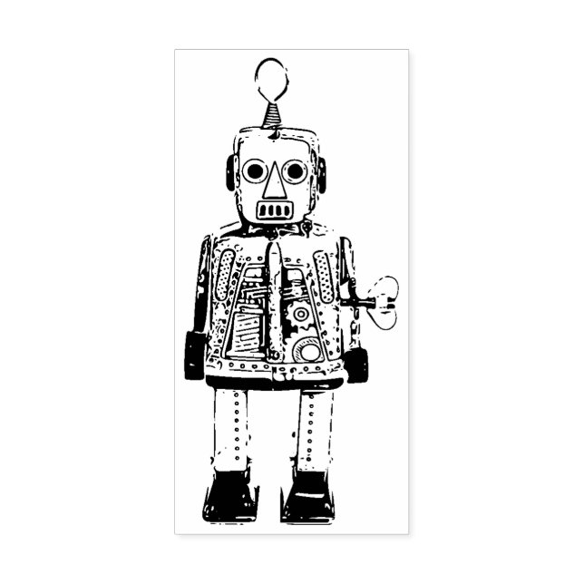 Retro Robot Rubber Stamp (Imprint)