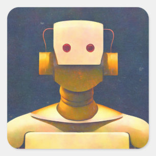 Retro Robot Square Sticker
