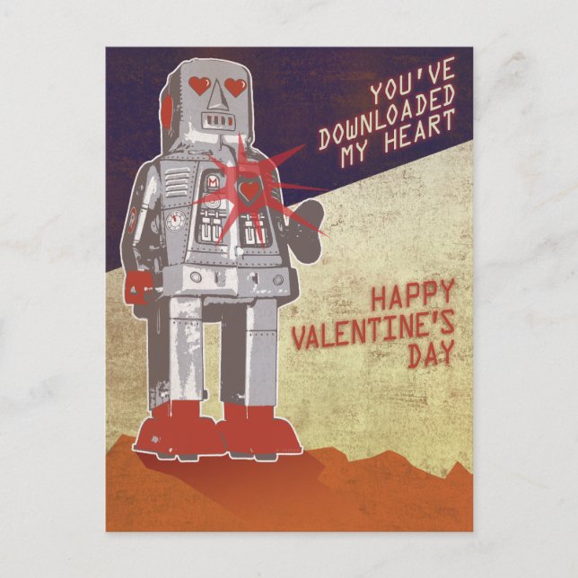 Retro Robot - You've Downloaded My Heart ... Postcard (Front)