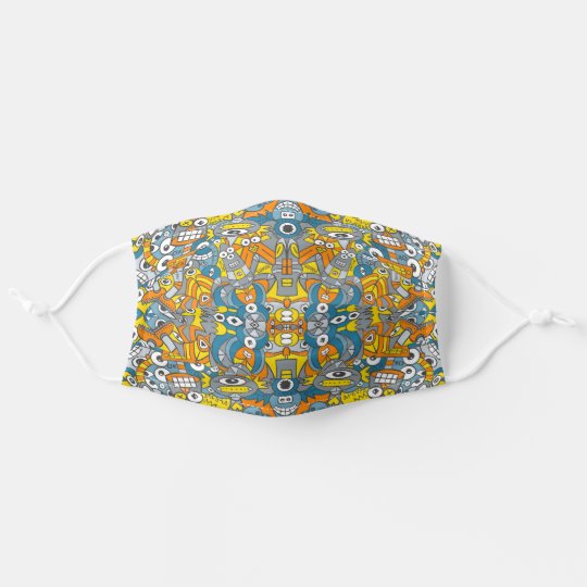 Retro robots are back and want to have fun pattern cloth face mask