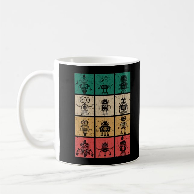 Retro Robots Vintage Robotics Coffee Mug (Left)