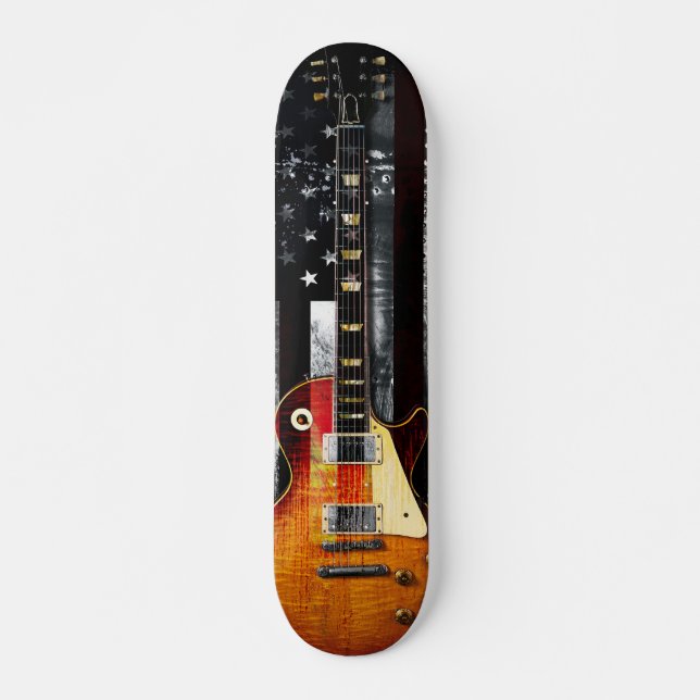 RETRO ROCK American Flag Electric Guitar Skateboard (Front)