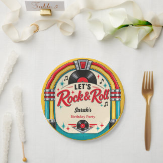 Retro Rock and Roll Birthday Paper Plates