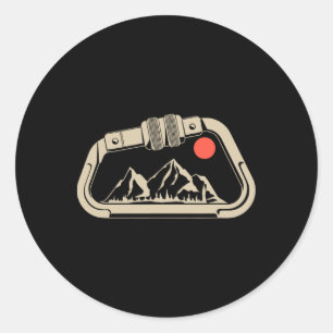 Retro Rock Climbing Bouldering Mountain Carabiner Classic Round Sticker