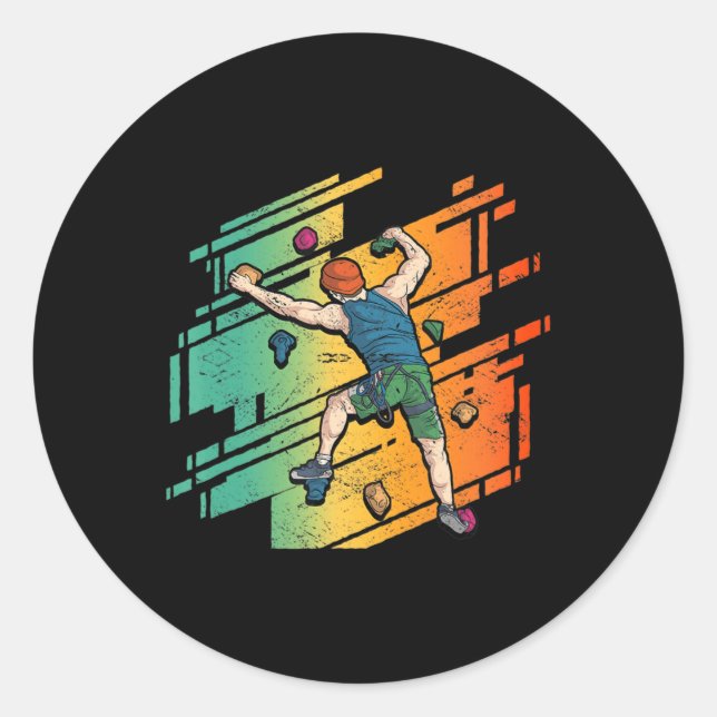 Retro Rock Climbing Bouldering Mountain Climbing  Classic Round Sticker (Front)