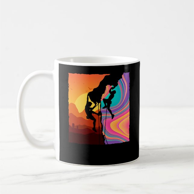Retro Rock Climbing Bouldering Wall Climber Coffee Mug (Left)