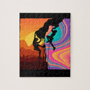 Retro Rock Climbing Bouldering Wall Climber Jigsaw Puzzle