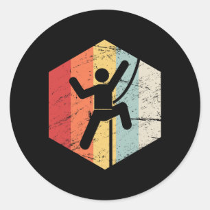 Retro Rock Climbing  Classic Round Sticker