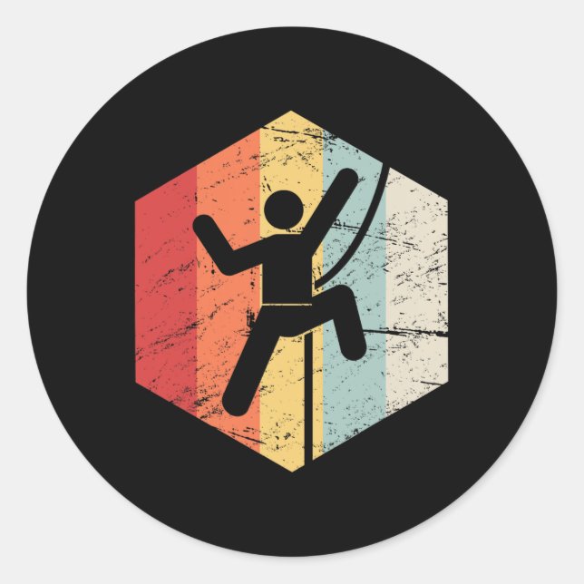 Retro Rock Climbing  Classic Round Sticker (Front)