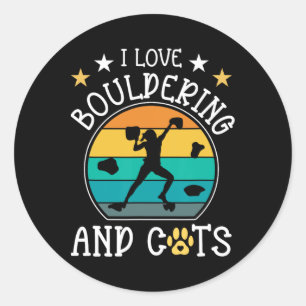 Retro Rock Climbing Vintage I Love Bouldering And Classic Round Sticker