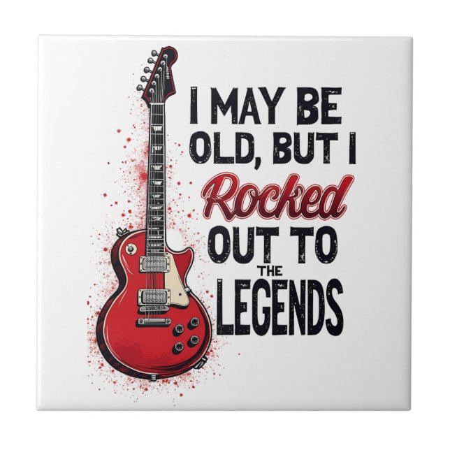 Retro Rock Guitar Classic Music Nostalgia Design Ceramic Tile (Front)