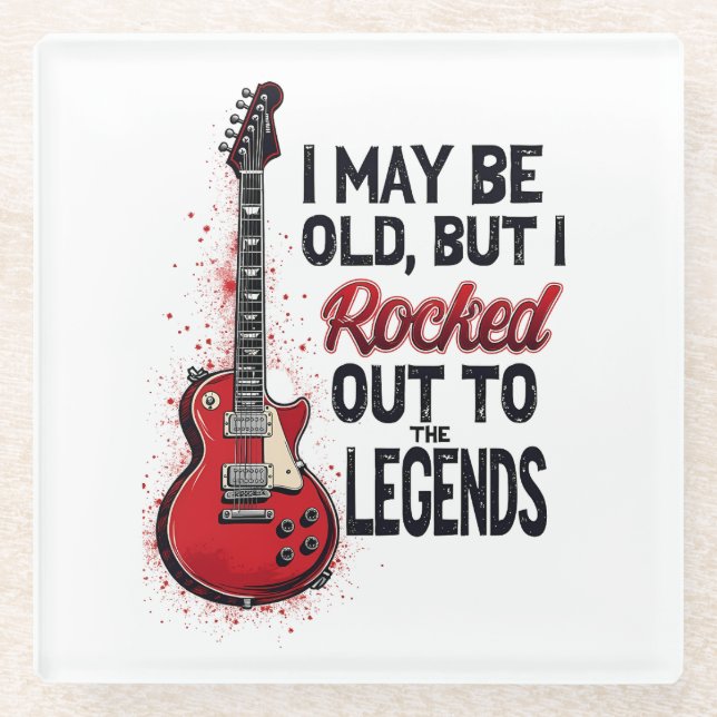 Retro Rock Guitar Classic Music Nostalgia Design Glass Coaster (Front)