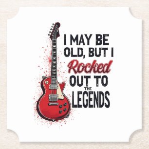 Retro Rock Guitar Classic Music Nostalgia Design Paper Coaster