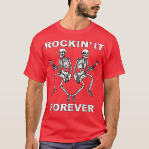 Retro Rock Music dancing Skeletons Guitar Rockin i T-Shirt