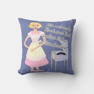 Retro Rock Music Lover Kitsch Cartoon Housewife Cushion