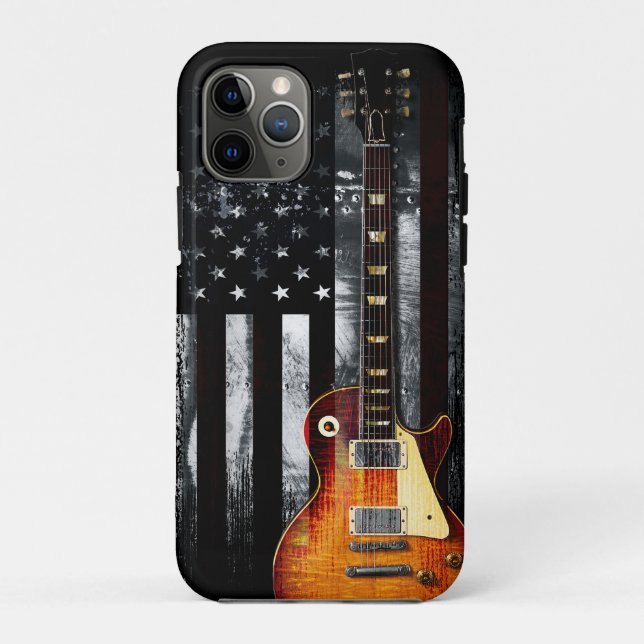 Retro Rock N Roll American Flag Guitar Case-Mate iPhone Case (Back)