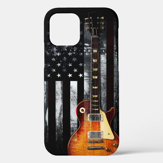 Retro Rock N Roll American Flag Guitar Case-Mate iPhone Case (Back)