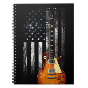 Retro Rock N Roll American Flag Guitar Notebook