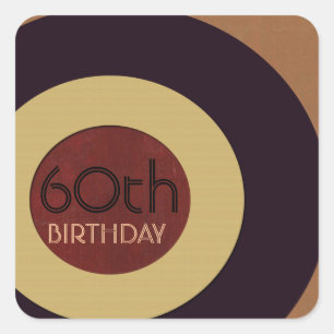 Retro rock n' roll birthday square sticker