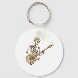 Retro Rock Skeleton Guitar Graphic Key Ring